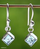 Topaz earrings, 'Heaven's Window' 0.2 W x 0.8 L x 0.2 D