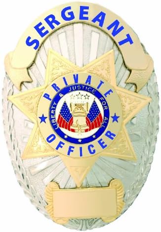 Sergeant Private Officer Gold on Silver Shield Badge