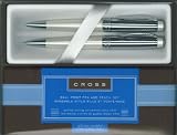 Cross Bailey Ball Point Pen & Pencil Set Chrome With Ivory