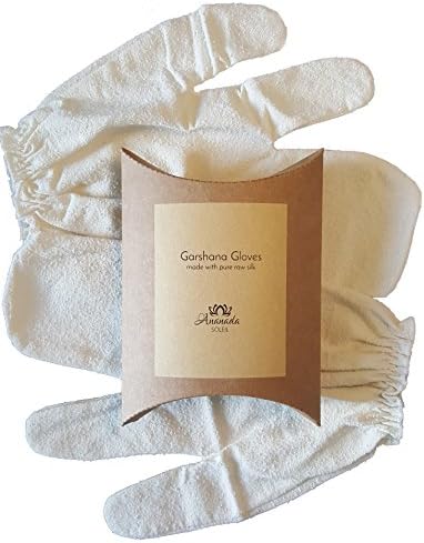 100% Raw Silk Garshana Gloves for Dry Massage | Ayurvedic Gloves | Reduce Cellulite, Exfoliate Skin, and Increase Circulation