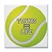 Tile Coaster Set of 4 of Tennis Equals Life (Wimbeldon, French Open, Australian Open, US Open, U.S. Open, Shoes, Racket, Balls)