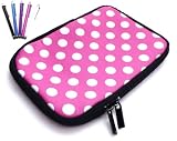 Flash Superstore Bundle Pack of 5 Capacitive/Resistive Touchscreen Stylus Pen & Polka Dots Hot Pink / White ( 7 Inch Tablet / eReader ) Water Resistant Neoprene Soft Zip Case/Cover suitable for Blackberry Playbook ( 7 Inch Tablet )