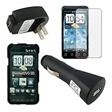 Skque Premium Black Hard Rubberized Case with Clear Crystal Screen + USB Wa ....