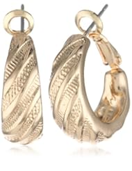 Napier "Napier Classics" Gold-Tone Textured Wave Hoop Earrings