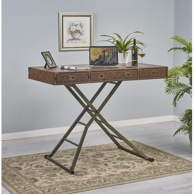 Delilah Height Adjustable Desk Finish: Brown Leather
