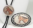 Silver Plated Diamond cut Copper Horse Bolo Tie / Buckle Set
