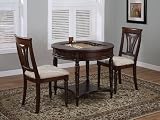 3pc Chess Game Table Set with Game Pieces in Mahogany Finish