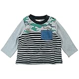 【H27年梅春】 CHILD CHAMP(チャイルド チャンプ) TC裏毛起毛迷彩切替ボーダートレーナー 100cm/BK NO.C-86854162