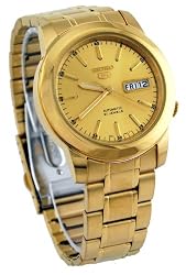 Seiko Men's SNKE56 Seiko 5 Automatic Gold Dial Gold-Tone Stainless Steel Watch