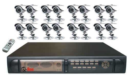 Q-See QSD2216C16-250 16 Channel Network DVR with Remote Internet Monitoring and 16 Sony Sensor CCD Camera Kits