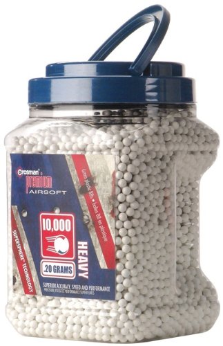 Crosman AirSoft BBs (10,000 .20G 6mm, White BBs)