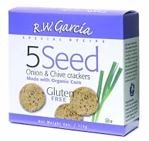 R. W. Garcia 5 Seed Crackers with Onion & Chive, Sea Salted, 4.0 -Ounce Boxeses (Pack of 6)
