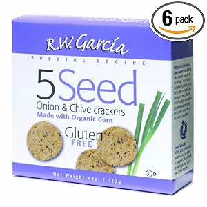 R. W. Garcia 5 Seed Crackers with Onion and Chive with Sea Salt, 4-Ounce Boxes (Pack of 6) by R. W. Garcia