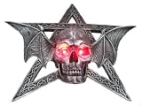 Pentagram Wall Hanging W/ Bat Wings & Light Up Skull