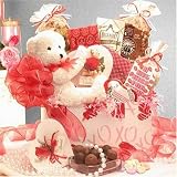 XoXo Hugs and Kisses Romantic Gift Basket with Teddy Bear