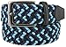 Braided Elastic Fabric Woven Stretch Belt Leather Inlay (BLK/BLU/NVY, Small)