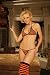 Elegant Moments Striped string bra & tie side thong & matching stockings 1407