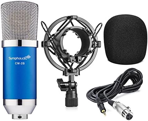 Symphaudio CM-2B Large Diaphragm Condenser Microphone with Included Microphone Sponge and Shock Mount - Blue / Silver