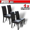 4 Esszimmerst�hle mit Lehne Leder Essgruppe Sitzgruppe Dunkelbraun- FBEZST01BR4X