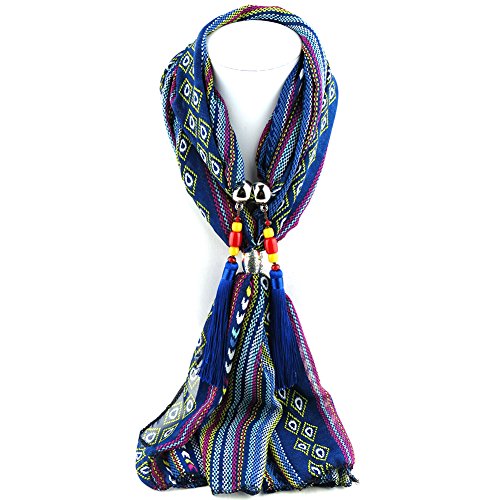 Moguer Womens Bohemia Necklace Scarf Geometric Tassel Neckwear