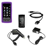Durable Flexible Soft Dark Purple Silicone Skin Case + Rapid Car Charger + Home Travel Charger + Clear Reusable LCD Screen Protector + USB Data Cable for LG VU CU920 CU915 Cell Phone