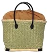 Natural Straw / Beach / Shopper / Tote Bag Small With Black Handles 16"x10"x8"