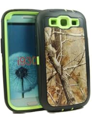 Defender Realtree Camo on Green Case Cover for Samsung Galaxy S III S3 I9300 Fits Sprint L710, Verizon I535, At&t Wireless I747, T-mobile T999, U.s. Cellular R530 Comparable to Otterbox Defender + Bounus Bone Fish Head Phone Wrap Colorful Stylus and Breast Cancer Awareness Silicone Band, Only By Big Deals Plus