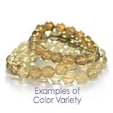 Yellow Citrine Round 11mm Beads Stretch Bracelet - 7 Inches