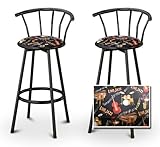 2 Jazz Instruments Music Themed Specialty / Custom Black Barstools with Bac ....
