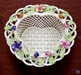 Belleek Flowers of the Field Basket, 5.25-Inch Diameter, 2.18-Inch High