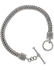Balinese Toggle Bracelet 6mm Thick Tulang Naga Sterling Silver