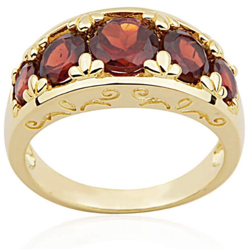 18k Gold Over Sterling Silver and Garnet Fashion 