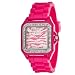 Geneva Large Square Hot Pink and Pink Zebra Face Ceramic Look Silicone Fashion Watch with Crystal Accents LARGE FACE