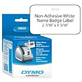 DYMO LabelWriter Visitor Management Label, Name Badge, Non-Adhesive, White, 2-1/4" x 4-1/5", 250 per pack