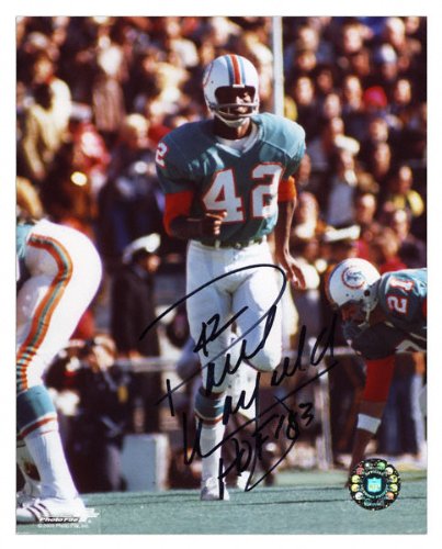 Paul Warfield Miami Dolphins Autographed 8x10 Photograph with Hall of Fame 1983 Inscription
