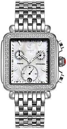 OniyA Men's Specialty Chronograph Watches Diamond Dial Steel Color Band Analog Quartz Wrist Watch