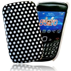 24/7 kaufhaus - schwarz /wei� Hartcoverh�lle f�r blackberry curve 8520 / Design ' Punkt (dot) '