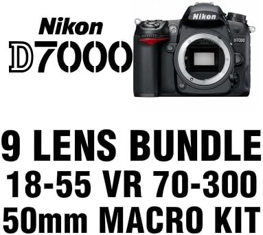 Nikon D7000 Digital SLR Camera 5 Lens Kit with 18-55mm VR, 70-300mm, 50mm, 52mm Wide Angle, 52mm 2X Telephoto, 16 GB and More