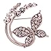 Yazilind Silver Plated Flower Leaf Plant Shape Carve Full Shining Crystal Brooches and Pins