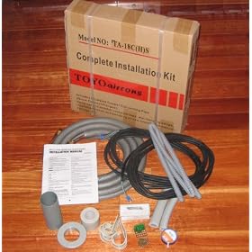 Complete Installation Kit line set Including 3/8 INCH x 20 Foot & 1/4 INCH x 20 Foot Insulated Refrigerant Copper Connecting Pipe (with Flare Nuts), 22.5 Foot Electrical Power Wire, 22.5 Foot Electrical Signal Wire for 7000BTU to 12000BTU Ductless Mini Split Air Conditioner with Heat Pump or Central Split Air Conditioner with Heat Pump or Split AC System with Heat Pump