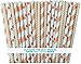 Outside the Box Papers Peach Stripe, Chevron and Polka Dot Paper Straws 7.75 Inches 75 Pack Peach, White