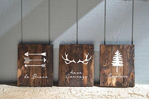 be brave, have courage, explore - Set of 3 Reclaimed Wood Signs
