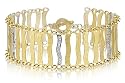 14K Yellow Gold Matte-Finish Hammered-Finish Hand-Crafted Bracelet, Set with a Toggle Clasp, Enhanced with Pave Set Diamond Bars.