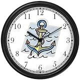 Ships Anchor No.2 Nautical Theme Wall Clock by WatchBuddy Timepieces (Slate Blue Frame)
