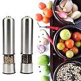 Teika automatic stainless steel pepper mill and salt grinder, Package of 2