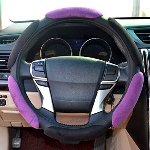 RayautoSoft Suede Relax Foam Pads Cushion Automotive Car Steering Wheel Cover (Black with Purple)