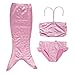 TFJH 3PCS Kids Girls Swimmable Mermaid Tail 3-8 Years
