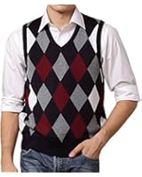 Wantdo Men's Argyle Plaid Solid Sweater Vest