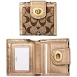 AUTHENTIC COACH HAMPTONS SIGNATURE NW FRENCH PURSE WALLET 41058 (Khaki/Gold)