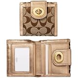AUTHENTIC COACH HAMPTONS SIGNATURE NW FRENCH PURSE WALLET 41058 (Khaki/Gold)